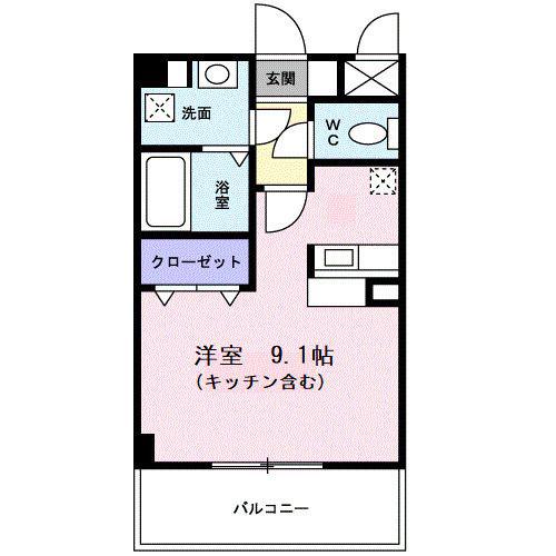 サニーフィールド(ワンルーム/1階)の間取り写真