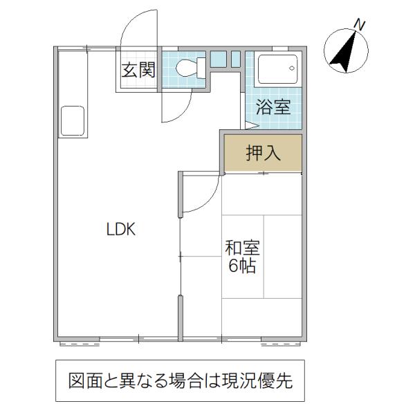 桑名ハイツ(1LDK/1階)の間取り写真