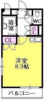 ヴィユ江上(ワンルーム/2階)の間取り写真