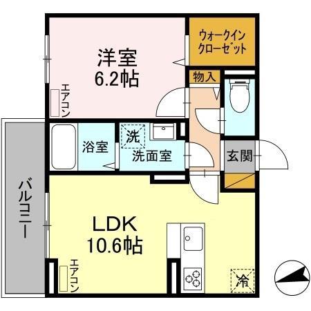 DーROOM弁天3丁目 B(1LDK/1階)の間取り写真