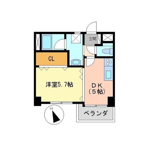 ESPERANCE東難波(1DK/2階)の間取り写真