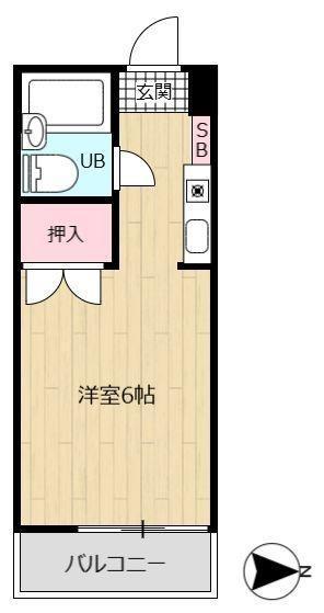 梅田ハイム(1K/2階)の間取り写真