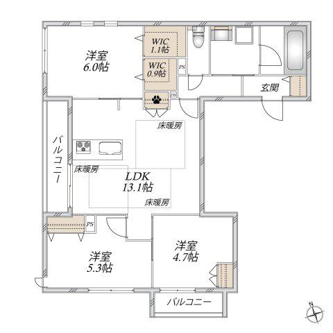 西原3丁目メゾン(3LDK/2階)の間取り写真