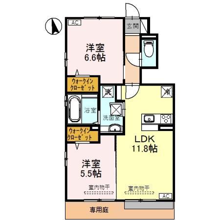 グラン ストリーツA(2LDK/1階)の間取り写真