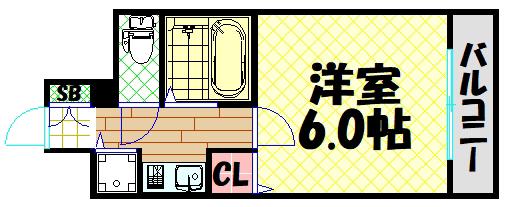 リーガル西長堀(1K/5階)の間取り写真