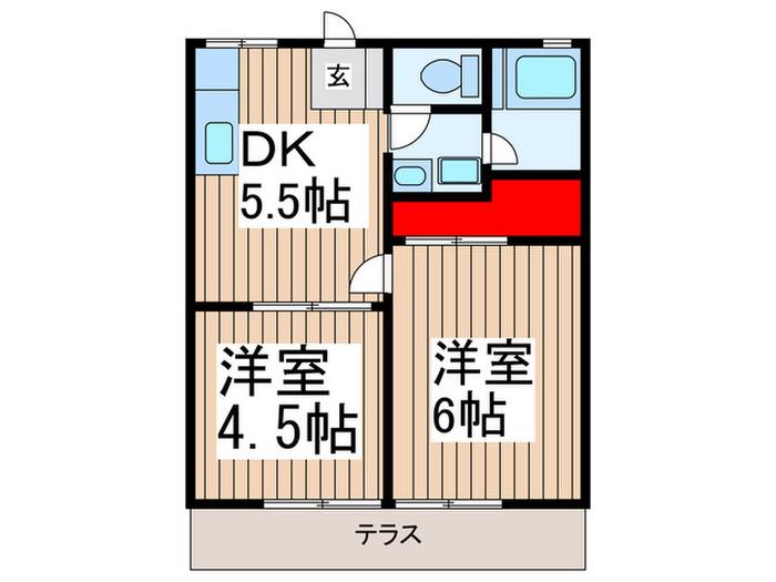 ガーデンハイツB棟(2DK/1階)の間取り写真
