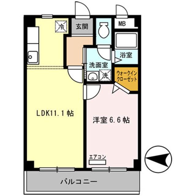 ヌカタヒルズ(1LDK/1階)の間取り写真