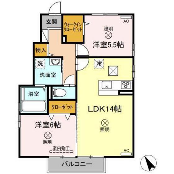 ALWAYS(2LDK/1階)の間取り写真