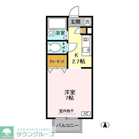パセオおゆみ野(1K/2階)の間取り写真