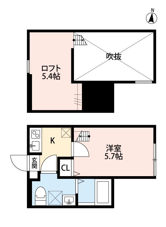 アバントアンパス大和(1K/2階)の間取り写真