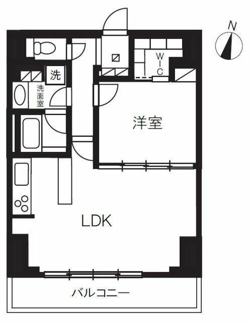 プライムメゾン千葉新町(1LDK/9階)の間取り写真