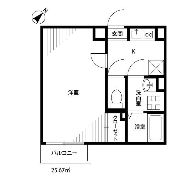 アムールVERT U(1K/2階)の間取り写真
