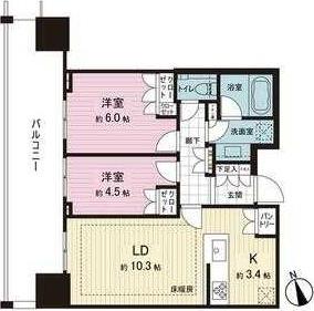 ブランズタワー芝浦(2LDK/26階)の間取り写真