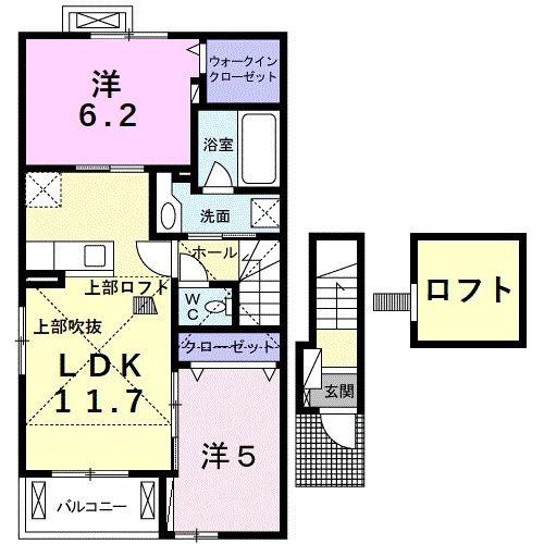 レガーロ ウエスト(2LDK/2階)の間取り写真