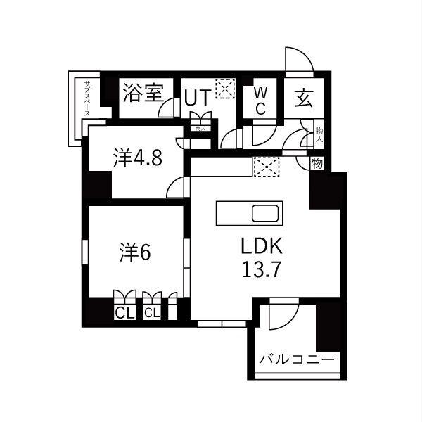 グランドメゾン京都御池通(2LDK/4階)の間取り写真