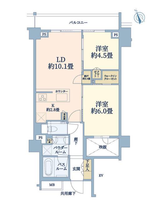 シティハウス四谷坂町(2LDK/1階)の間取り写真
