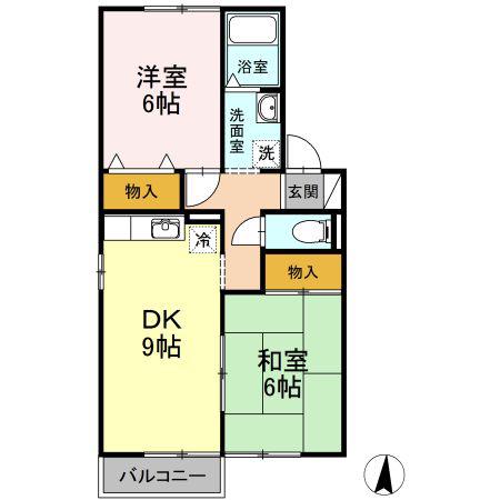 サニーコート B棟(2DK/2階)の間取り写真