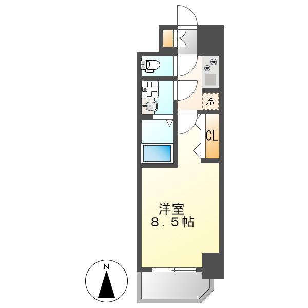 S-RESIDENCE黒川本通一丁目(1K/7階)の間取り写真
