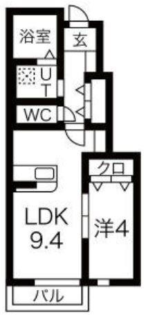 リジエール花巻(1LDK/1階)の間取り写真