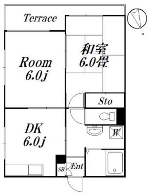 エーデルハイムA棟(2DK/1階)の間取り写真