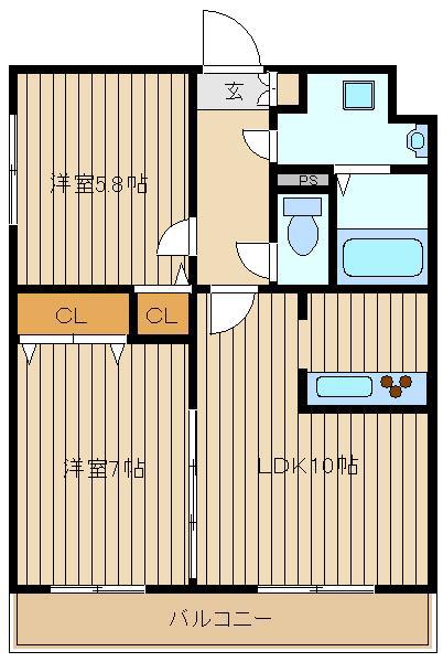 アトリオ石神井公園(2LDK/2階)の間取り写真