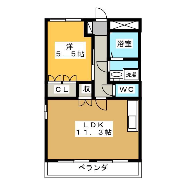 グリーンヒルズII(1LDK/1階)の間取り写真