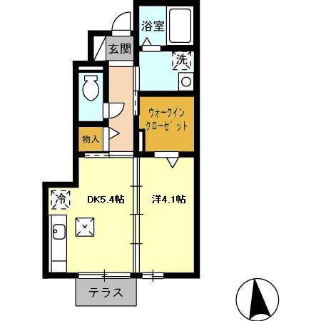 セジュールタミA(1DK/1階)の間取り写真