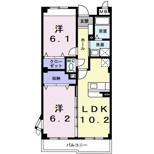 イーメゾンズ豊倉(2LDK/2階)の間取り写真