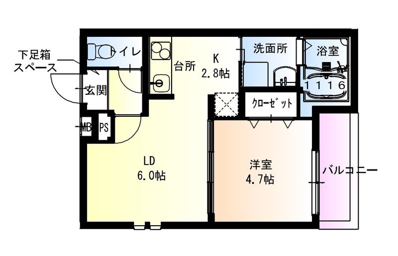 フジパレス東花園北II番館(1LDK/1階)の間取り写真