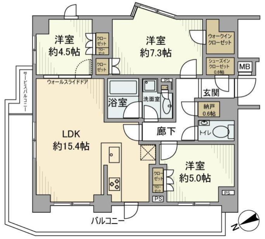 京王井の頭線 永福町駅 徒歩5分 4階建 築11年(3LDK/3階)の間取り写真