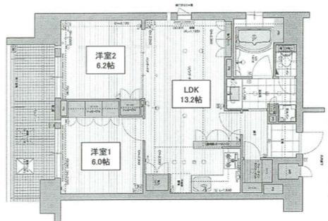 リーガル北堀江(2LDK/9階)の間取り写真