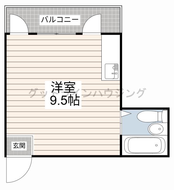 ヒルハイツB棟(ワンルーム/2階)の間取り写真