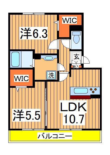 シャルムHAⅡ(2LDK/1階)の間取り写真