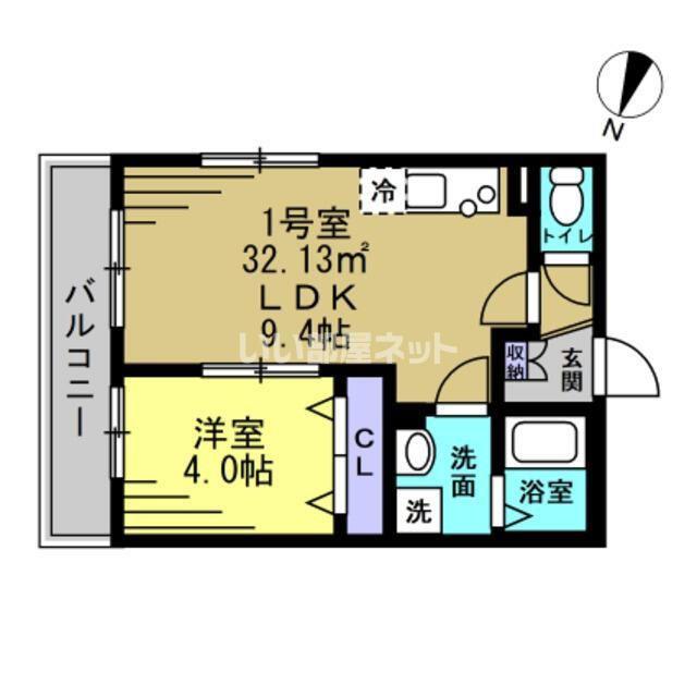 KAIROS(1LDK/1階)の間取り写真