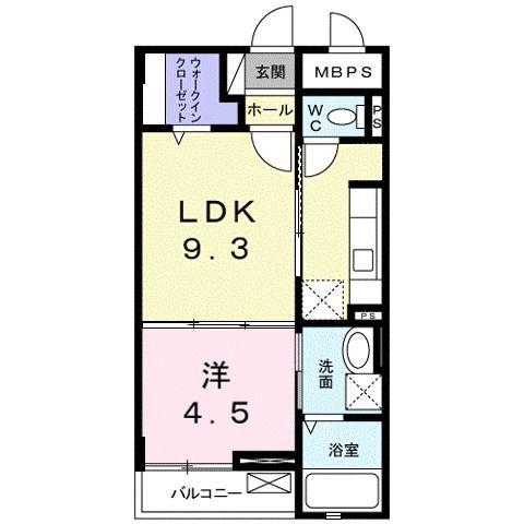 ラ フェリーチェ U21(1LDK/2階)の間取り写真