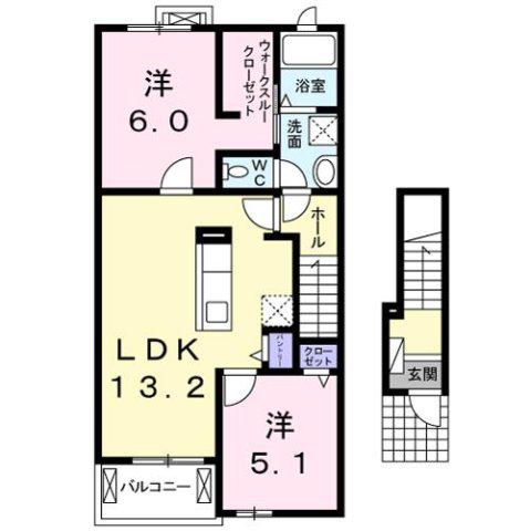 フリーデ(2LDK/2階)の間取り写真