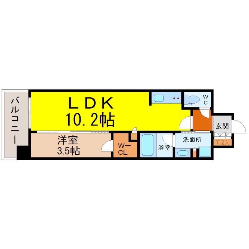 プレサンスジェネ上前津(1LDK/12階)の間取り写真