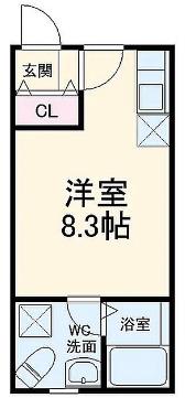 グランミネット(ワンルーム/1階)の間取り写真