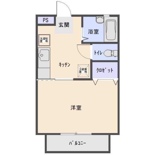 ハイツ銀河(1K/2階)の間取り写真
