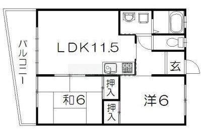 ホワイトヒル(2LDK/1階)の間取り写真