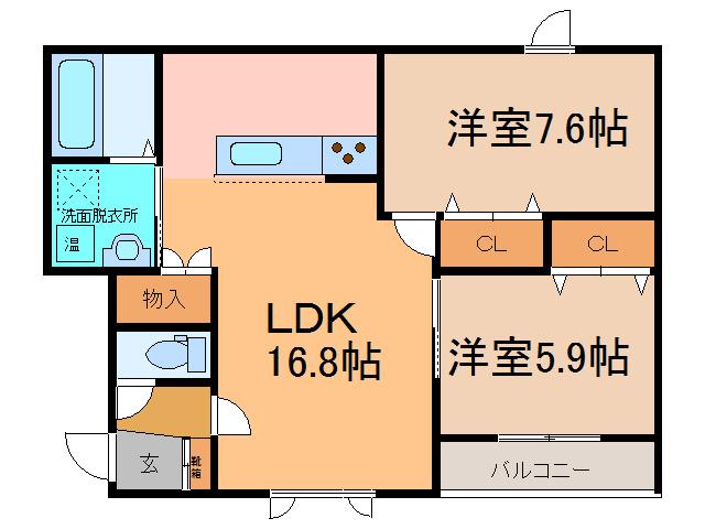 OWLII(2LDK/3階)の間取り写真
