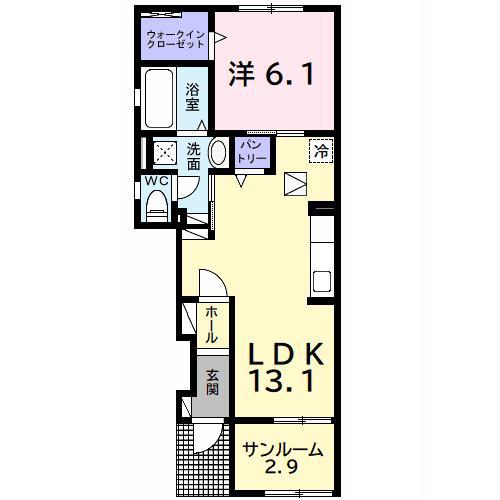 サウス ヴィラI(1LDK/1階)の間取り写真