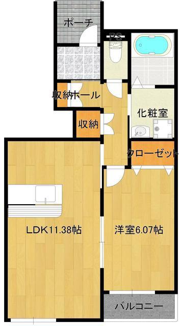 アンジン(1LDK/1階)の間取り写真