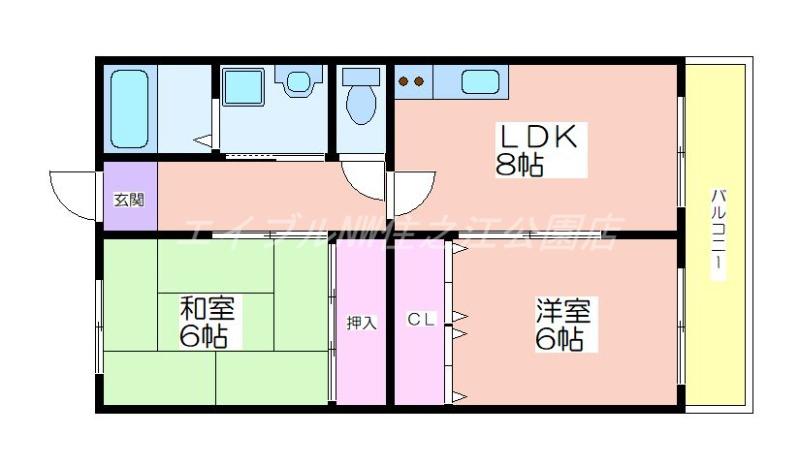 メゾン住之江(2LDK/2階)の間取り写真