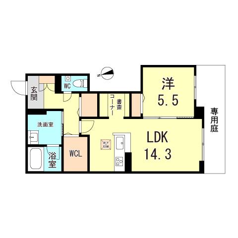 クオリスタ(1LDK/1階)の間取り写真