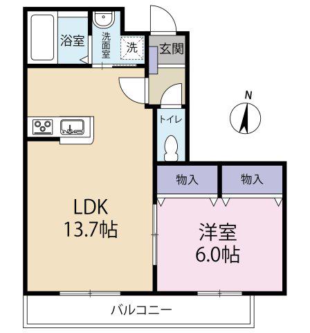 ベルーガ(1LDK/3階)の間取り写真