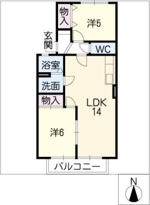 カーサベルデII(2LDK/1階)の間取り写真