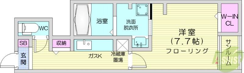 サニーセトル拾壱号館(1K/1階)の間取り写真