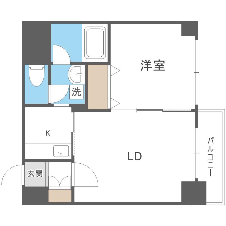 フランセジュール豊平3条(1LDK/7階)の間取り写真