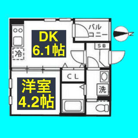 ハーモニーテラス高道町VI(1DK/2階)の間取り写真